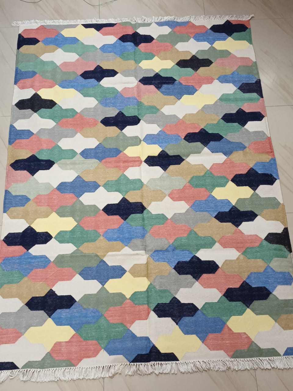 Flatweave Dhurrie in warm hues