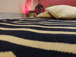 Black & Chrome Flatweave Dhurrie