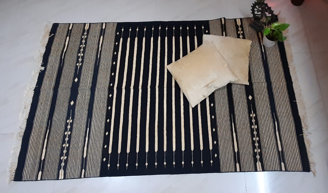 Black & Chrome Flatweave Dhurrie