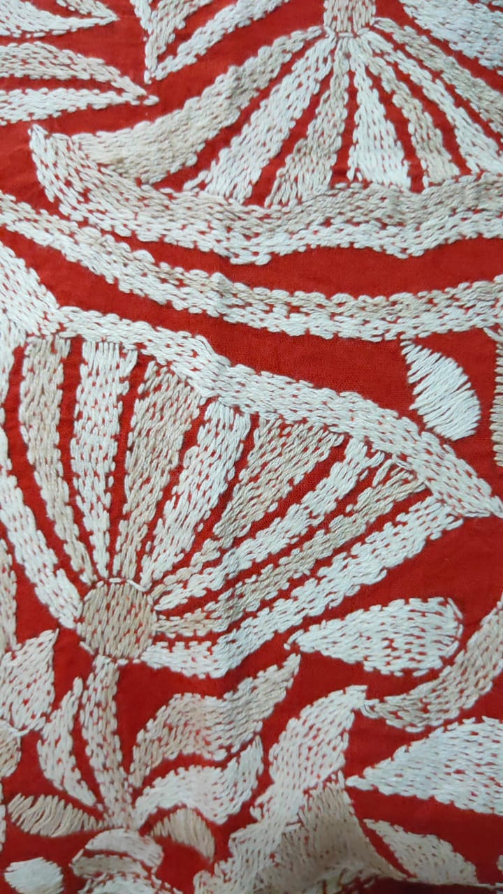 Red with Cream Embroidery Cushion Covers (Set of 2)