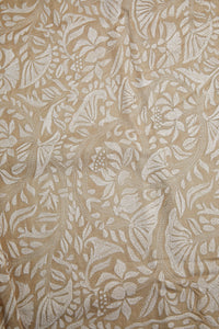 Beige Gachi Tusser Silk Saree with White Threadwork