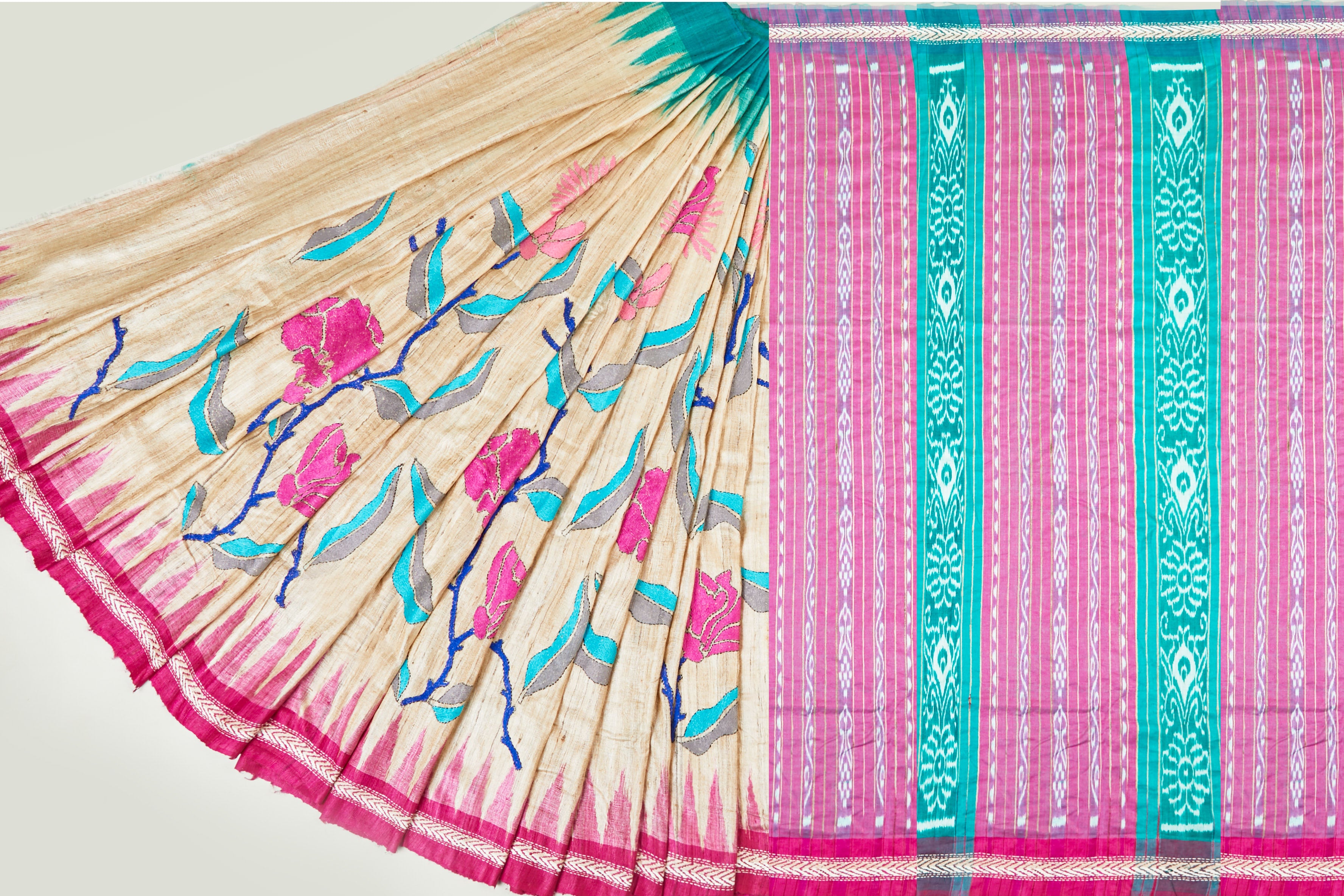 Ghicha Tusser Silk Ikat & Kantha