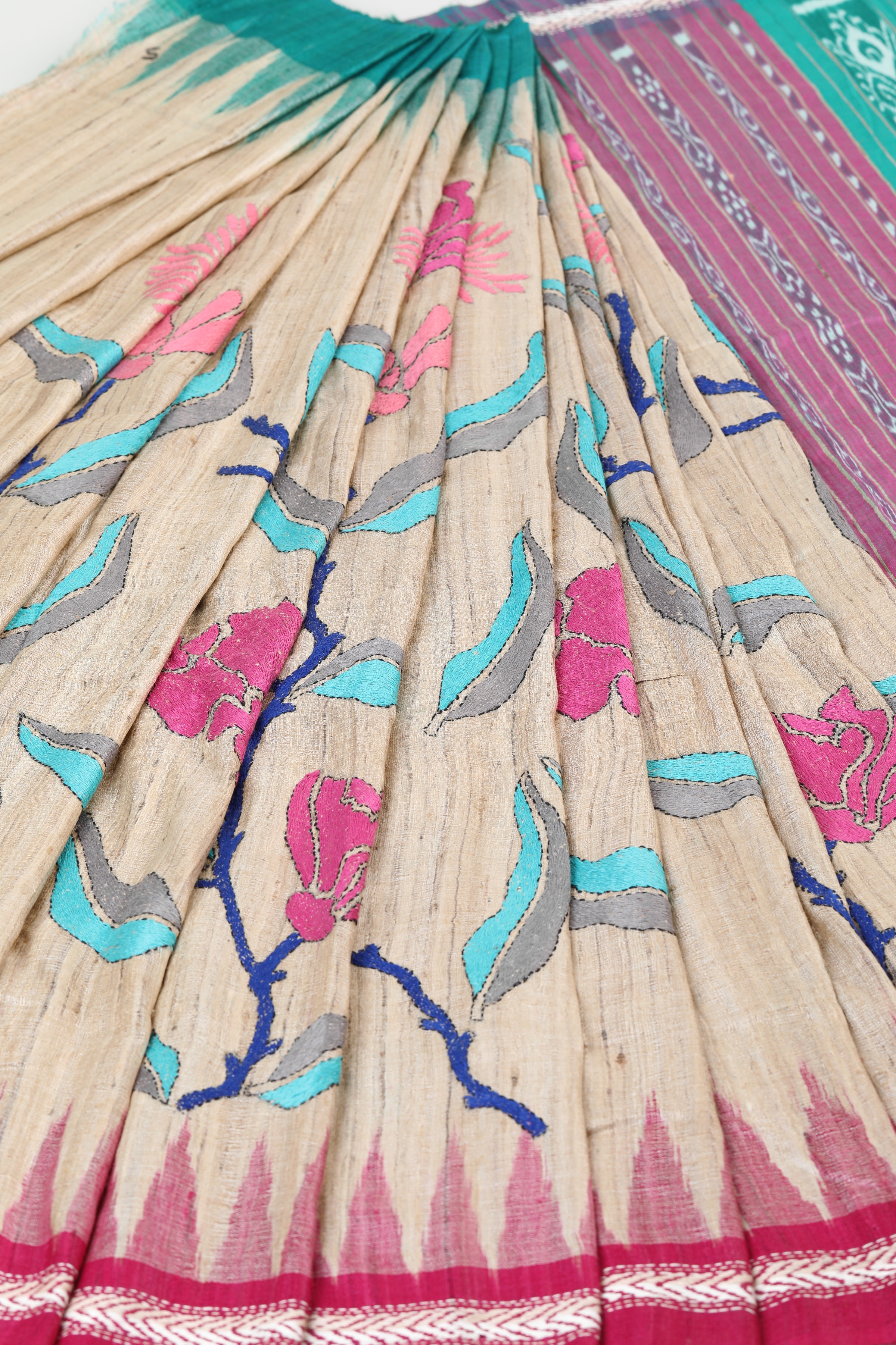 Ghicha Tusser Silk Ikat & Kantha