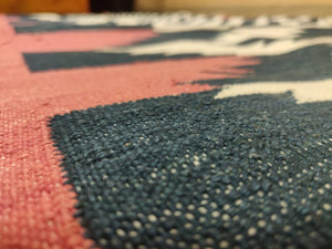 Geometrical patterned Dhurrie in Red & Black