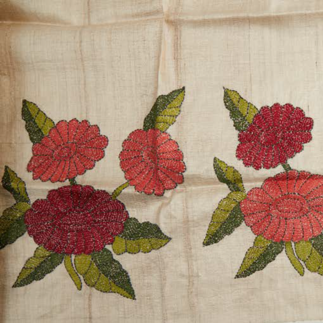 Flowers in Tusser Silk Stole