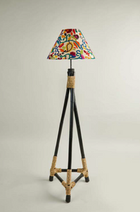 Corner Lamp Shade with Bamboo Stand