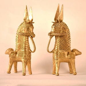 The Gallant Horses - Handcrafted Dokra Artefacts (Set of 2)