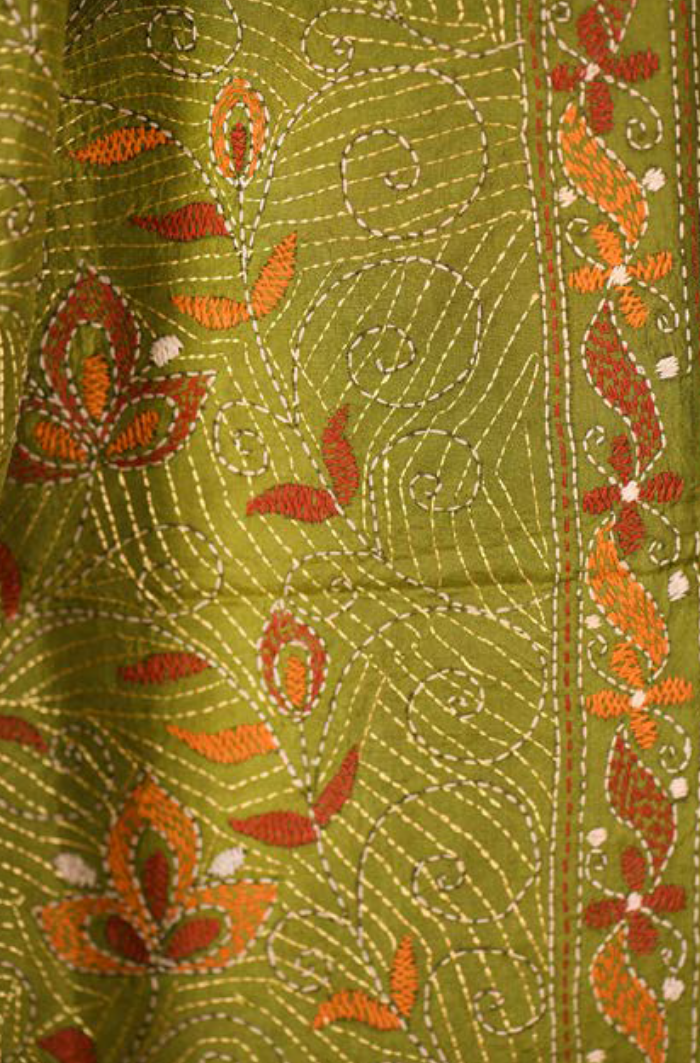 Flowers in Silk Dupatta