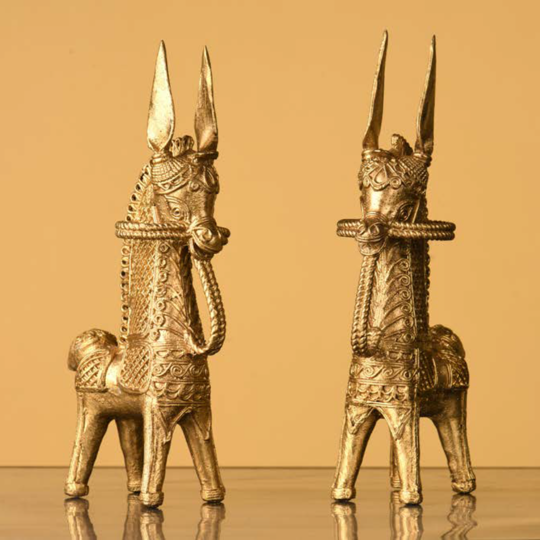 The Gallant Horses - Handcrafted Dokra Artefacts (Set of 2)