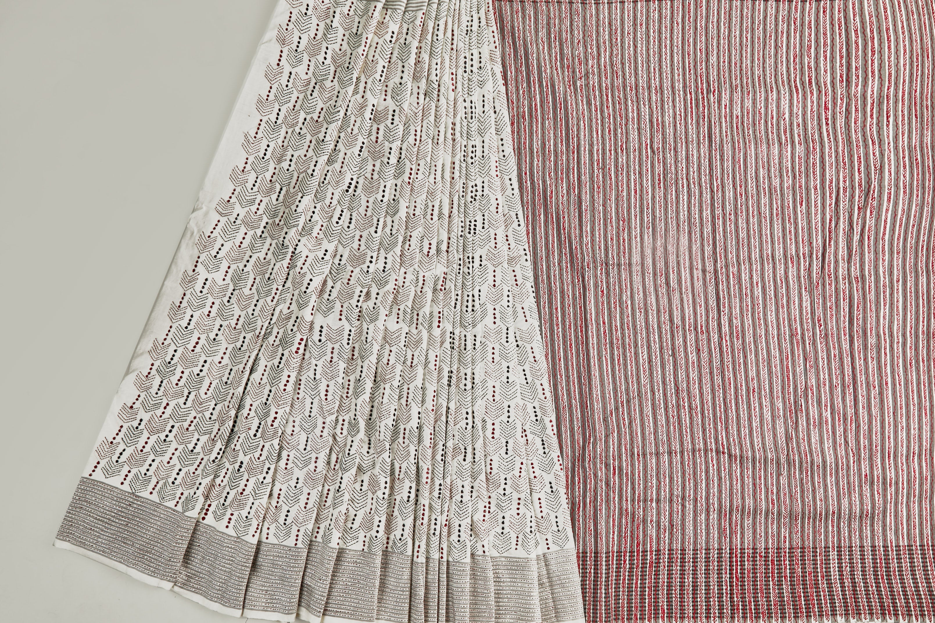 Bishnupuri Katan Silk Saree with an interplay of Maroon & Dark Green