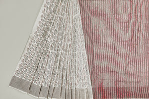 Bishnupuri Katan Silk Saree with an interplay of Maroon & Dark Green